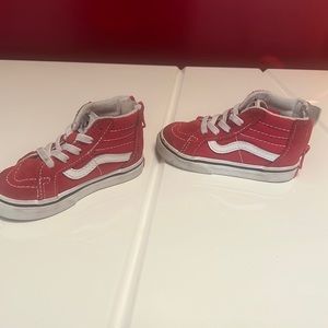 Red vans, moderate wear